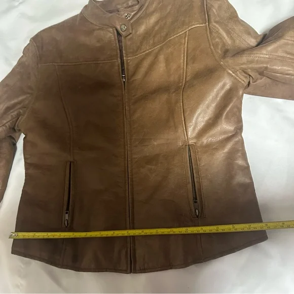 Juliano Celini Chic Brown Leather Jacket for Women size LG - Picture 9 of 16